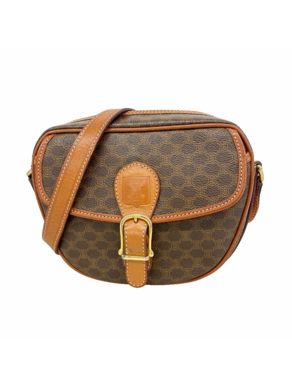 Celine Shoulder Bag Macadam Brown Gold